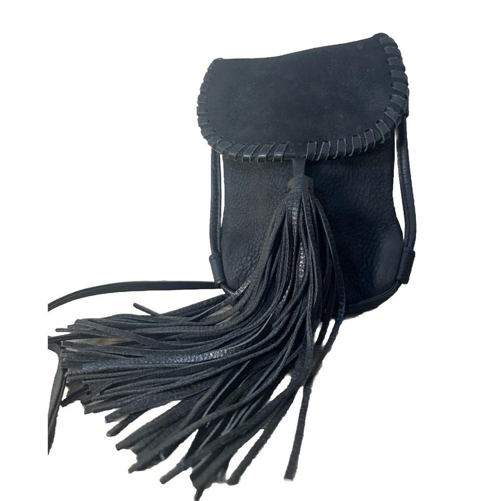 Hobo Int'l Black Nubuck Leather dancer Crossbody Suede Tassel fringe bag
